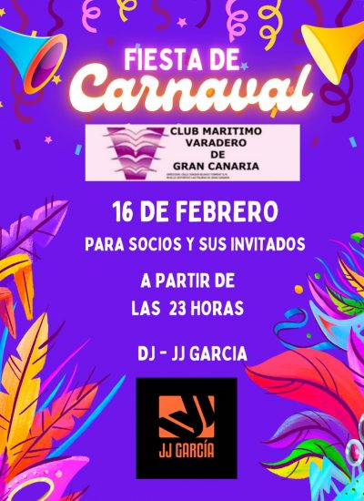 Cartel Fiesta Carnaval 16 de Febrero del 2026